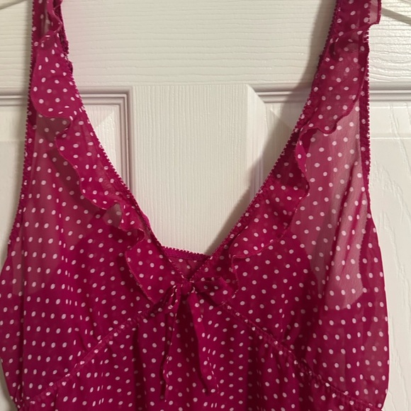 Aerie Pink & White Polka Dot Nighty Top with adjustable straps. size M - Picture 2 of 4
